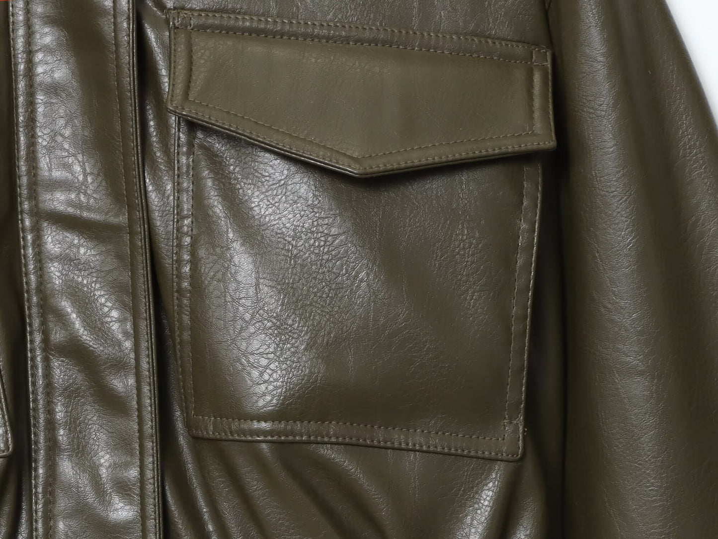 Women's new fashion faux leather effect short stand collar jacket Coat