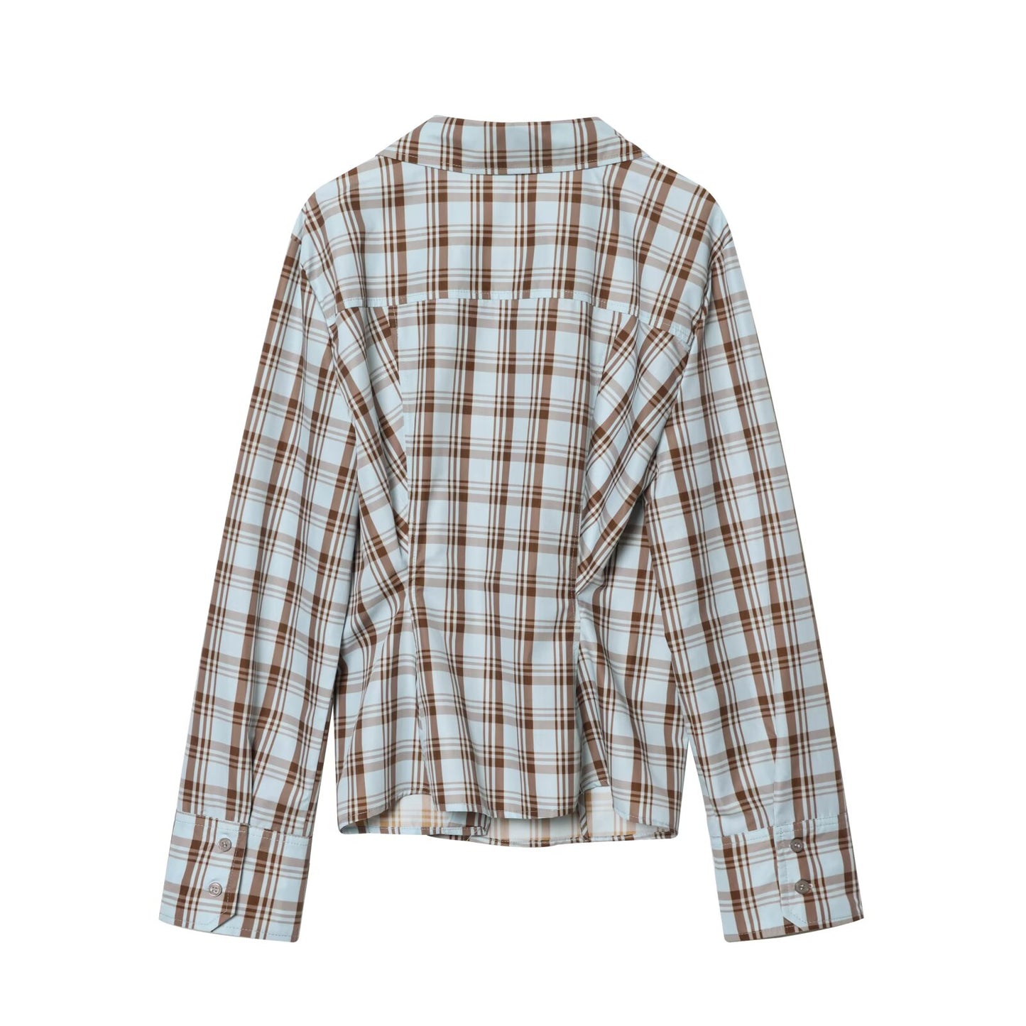suit Women's 2 pieces pleated poplin plaid shirt+Skirts