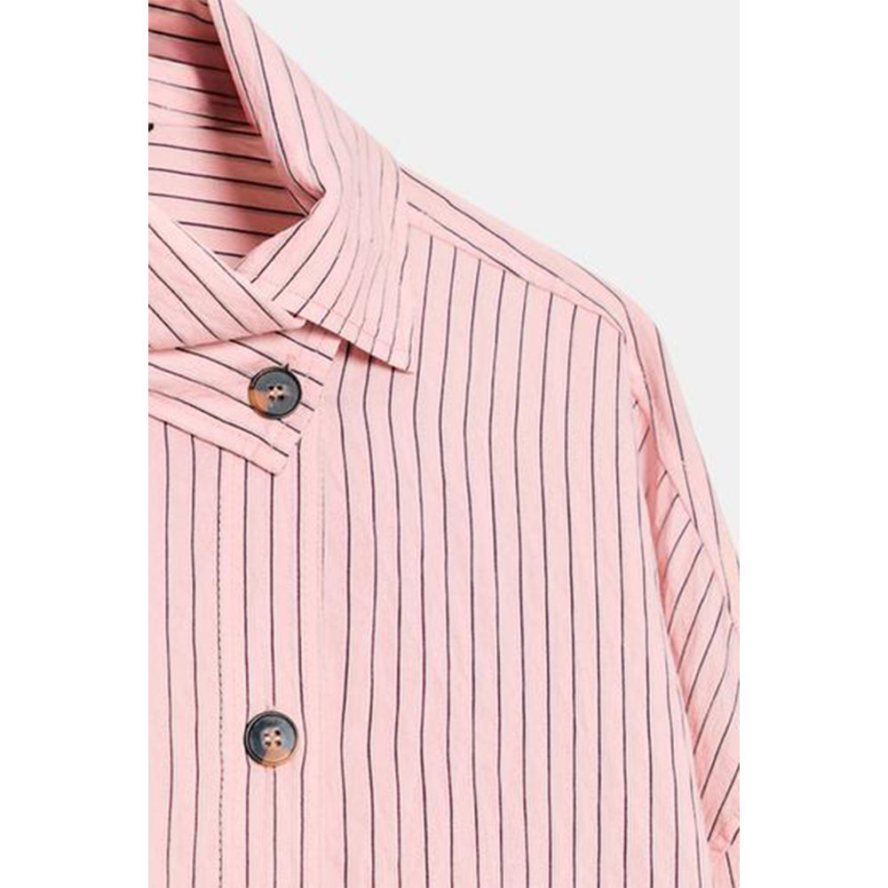 Women's loose striped high neck shirt