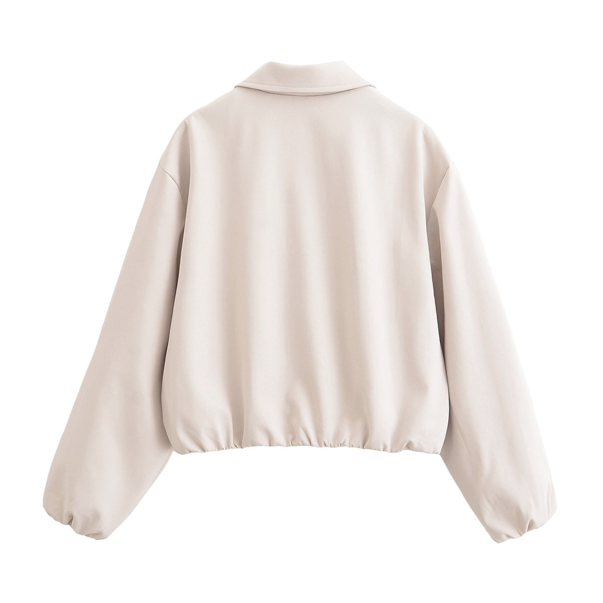 Women's new fashion lapel long sleeved zipper jacket Coat