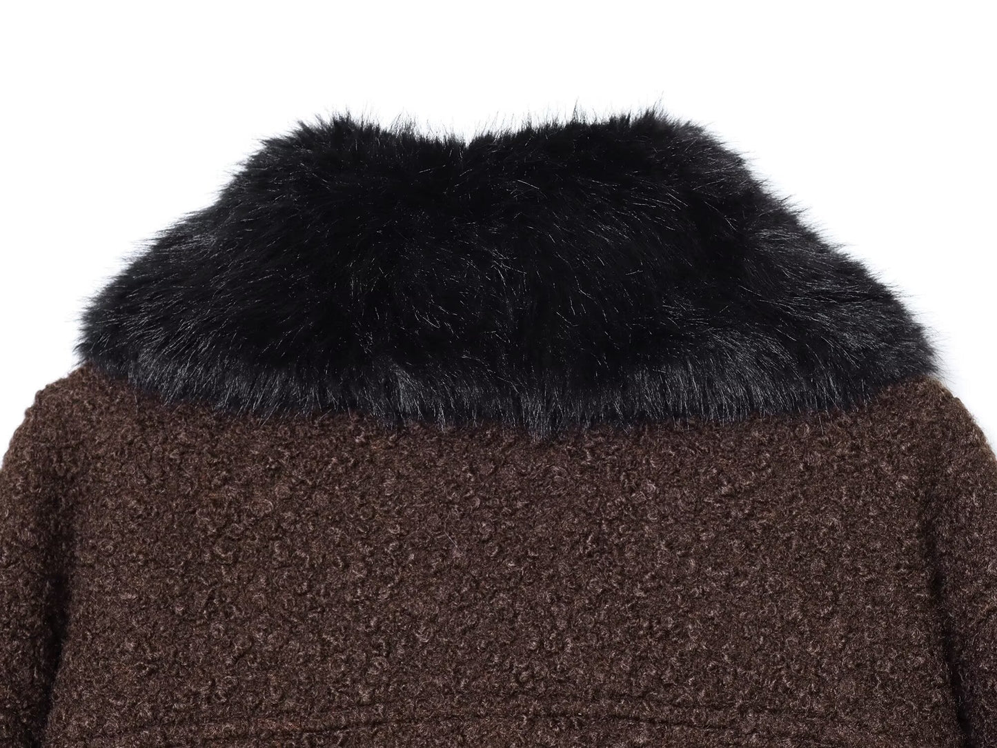 Women's new fur collar twill fabric jacket Coat